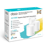 TP-LINK Qualcomm 1 GHz Quad-core | 2 LAN|WAN Gigabit Ethernet | 1201 Mbps (5 GHz) | 574 Mbps (2.4 GHz) | D110 mm × 114 mm | 3-pack (DECO X20(3-PACK))