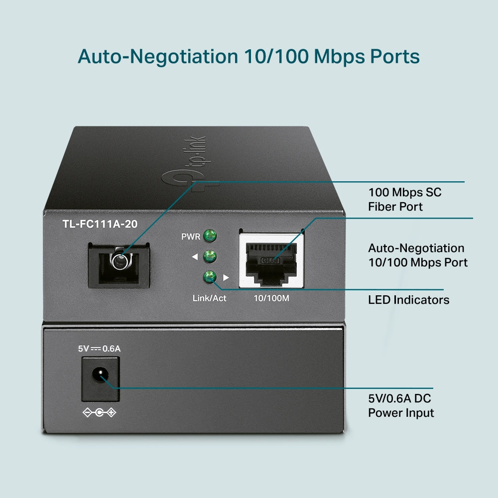 TP-LINK SC | RJ-45 | 100Base-FX | 94.5x73x27 mm (TL-FC111A-20)