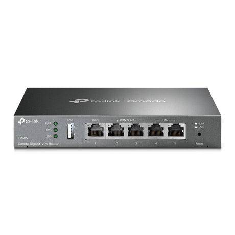 TP-LINK TL-ER605 (TL-R605) SafeStream Gigabit Multi-WAN VPN Router PPPoE 1 WAN 3 Changeable WAN/LAN Ports 10BASE-T, Centralised Cloud, Omada