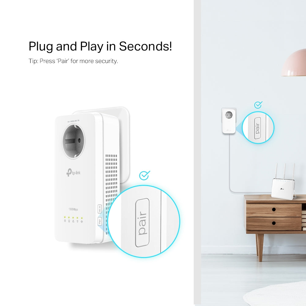 TP-LINK TL-WPA8631P KIT PowerLine network adapter 300 Mbit|s Ethernet LAN Wi-Fi White 2 pc(s) (TL-WPA8631P KIT)