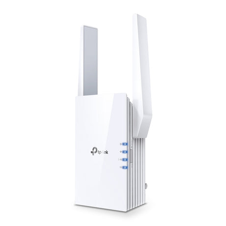 TP-LINK Wi-Fi 6 | 2.4-5 GHz | 574-2402 Mbps | 16-21 dBm | WPS | Reset | Ethernet | 100-240V | 50|60Hz | 97×46×158 mm (RE705X)