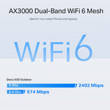 TP-LINK Wi-Fi 6 | AX3000 | 1-3 Bedroom Houses | SPI Firewall | Access Control | WPA|WPA2|WPA3 | 110 × 121.3 × 215.5 mm (DECO X50-OUTDOOR(1-PACK))