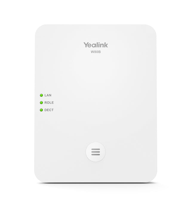 YEALINK DECT | 1880-1900 MHz | PoE | 100 - 240 V | TLS | PCMU | PCMA | G.726 | G.729 | iLBC | 50m|300m (W80B-DM)