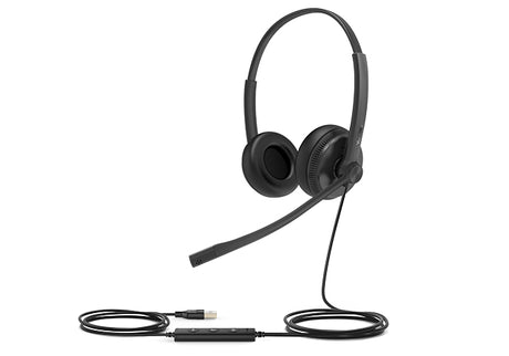 YEALINK Professional USB headset with USB and 3.5mm connectivity | Leather Ear Piece | and YHC20 Controller with UC Butto (UH34SE-D-UC)