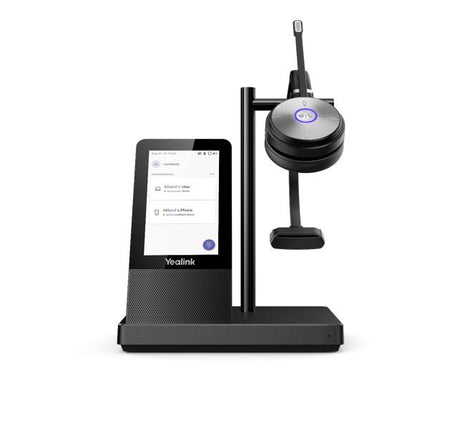 Yealink WH66 Mono Teams Edition DECT Wirelss Headset With 4' Touch Screen, Busylight On Headset, Leather Ear Cushions, 1 x USB3.0, 2 x USB2.0 Ports